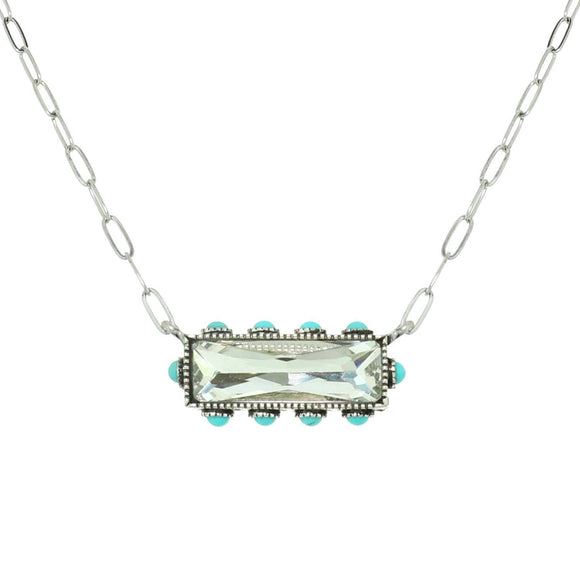 Western Horizontal Bar Gemstone Necklace Clear
