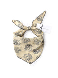 Paisley Print Scarf with Scalloped Lace Edge – Green