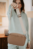 Brown Woven Neoprene Crossbody Bag