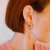 Button Western Equestrian Horse Bit Hoop Earrings