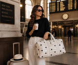 Puffer Weekender Duffle Bag – Black Polka Dot
