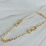 Double Equestrian Horse Bit Chain Necklace Gold