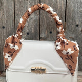 Brown and Cream Floral Western Skinny Cowgirl Mini Wild Rag Scarf Necktie