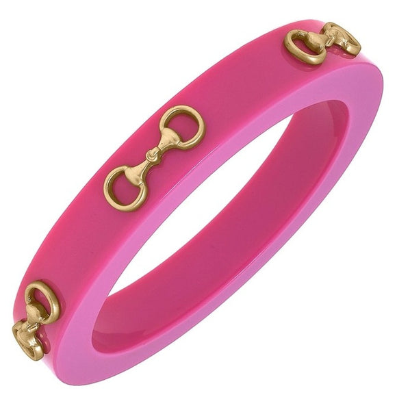 Sutton Horsebit Equestrian Horse Derby Western Resin Bangle Hot Pink