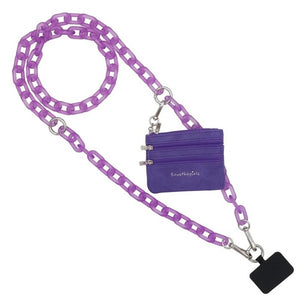 Clip & Go Phone Purse Crossbody Ice Chain Strap Zippered Pouch Frosted Purple