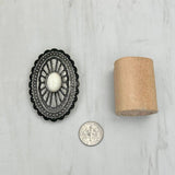 Western Silver Tone with White Stones Wild Rag Scarf Slide