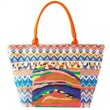 Boho Print Pom Pom Fringe Tote Bag in Multi