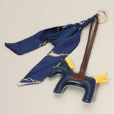 Vegan Leather Horse Tassel Scarf Keychain Bag Charm