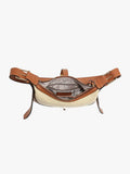Ariana Straw & Vegan Leather Shoulder Bag in Natural/Brown