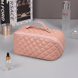 Puffer Quilted Makeup Cosmetic Travel Case Rose Pink