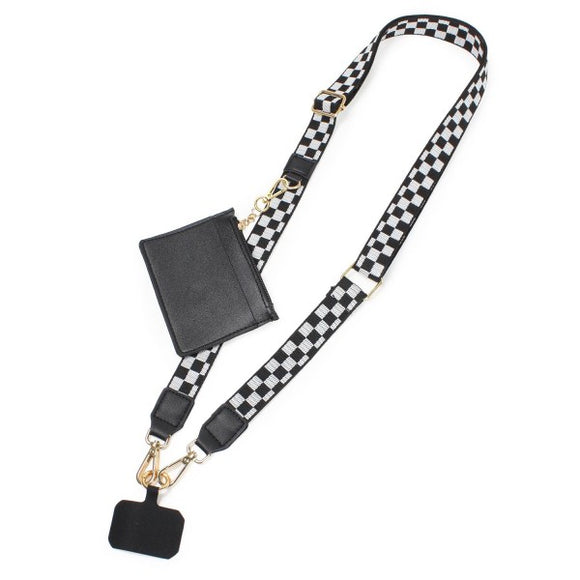 Clip N' Carry Crossbody Phone Carrier With Pouch Wallet Black Check