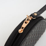 Vegan Woven Wedge Leather Wristlet Black