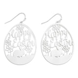 Brass Easter Drop Earrings Featuring Easter Bunny Silver