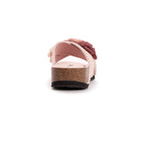 Muk Luks Womens Penelope Crochet Suede Floral Cross Strap Sandal Slide Blush