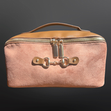 Equestrian Horse Bit Cosmetic & Toiletry Bag | Blush Vegan Suede & Vegan Leather