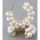Faux Pearl Cluster Hoop Earrings | Elegant Statement Jewelry