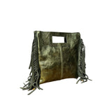 Marion Iridescent Leather Handbag – Gold