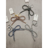 Gun Metal Mesh Coquette Bow Keychain Bag Charm