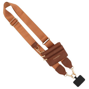 Clip & Go Phone Purse Crossbody Strap Zippered Pouch Brown