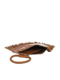 Black Western Fringe Vegan Cowhide Ring Clutch | Boho Tassel Clutch Bag