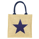 Lightweight Star Straw Tote Bag Navy Tan
