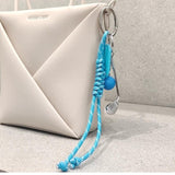 Golf Charms Keyring Keychain Bag Purse Charm Knotted Rope White Black  Silver