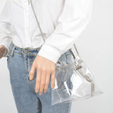 Clear Bucket Bag with Gold Chain Tassels