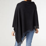 Lightweight Ponchos with Fringe Black