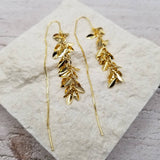 Fall Wheat Ear Long Tassel Earrings Gold