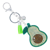 Bling Crystal Green Avocado Tassel Keychain