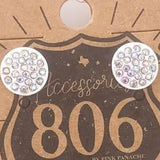 Round Bling Rhinestone Crystal Stud Earring White