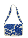 Blue Floral Single Sided Shoulder Bag
