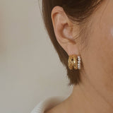 Triple Lovely Pearl Hoop Earrings