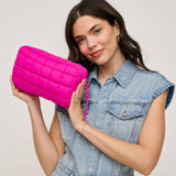 Cloud Nine Quilted Puffer Nylon Cosmetic Pouch in Denim