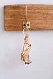 Pink Floral Cowgirl Boots Tassel Enamel Keychain Bag Charm