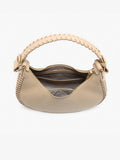 Aria Whipstitch Crescent Shoulder Bag in Lt. Taupe