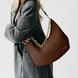Sienna Slouchy Woven Shoulder Bag – Checkered Coffee