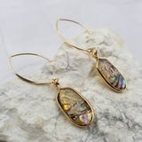 Beach Oval Abalone Dangle Earrings