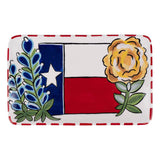 Texas Flag & Yellow Rose Hand-Painted Trinket Tray