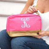 Hot Pink Cabana Canvas Cosmetic Bag