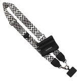 Clip & Go Phone Purse Crossbody Strap Zippered Pouch Black White Chevron