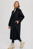 Handmade Double Breasted Longline Coat - Black