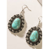 Lunare Light Turquoise & Antiqued Silver Daisy Earrings
