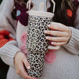 Brown Leopard 38 oz Stainless Steel Tumbler