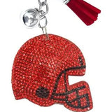 Bling Football Helmet Crystal Keychains Bag Charms Red Black