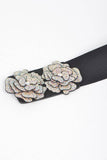 Auroa Borealis Stone Flower Elastic Belt – Black