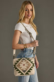 Cream Green Tan Aztec Western Cotton Crossbody