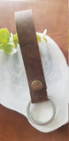 Hand-Cut Distressed Leather Key Fob in Rustic Brown