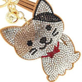 Bling Crystal Tabby Kitty Cat Tassel Keychain Bag Charm