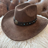 Handmade Western Hat Band with Star Concho & Turquoise Accents